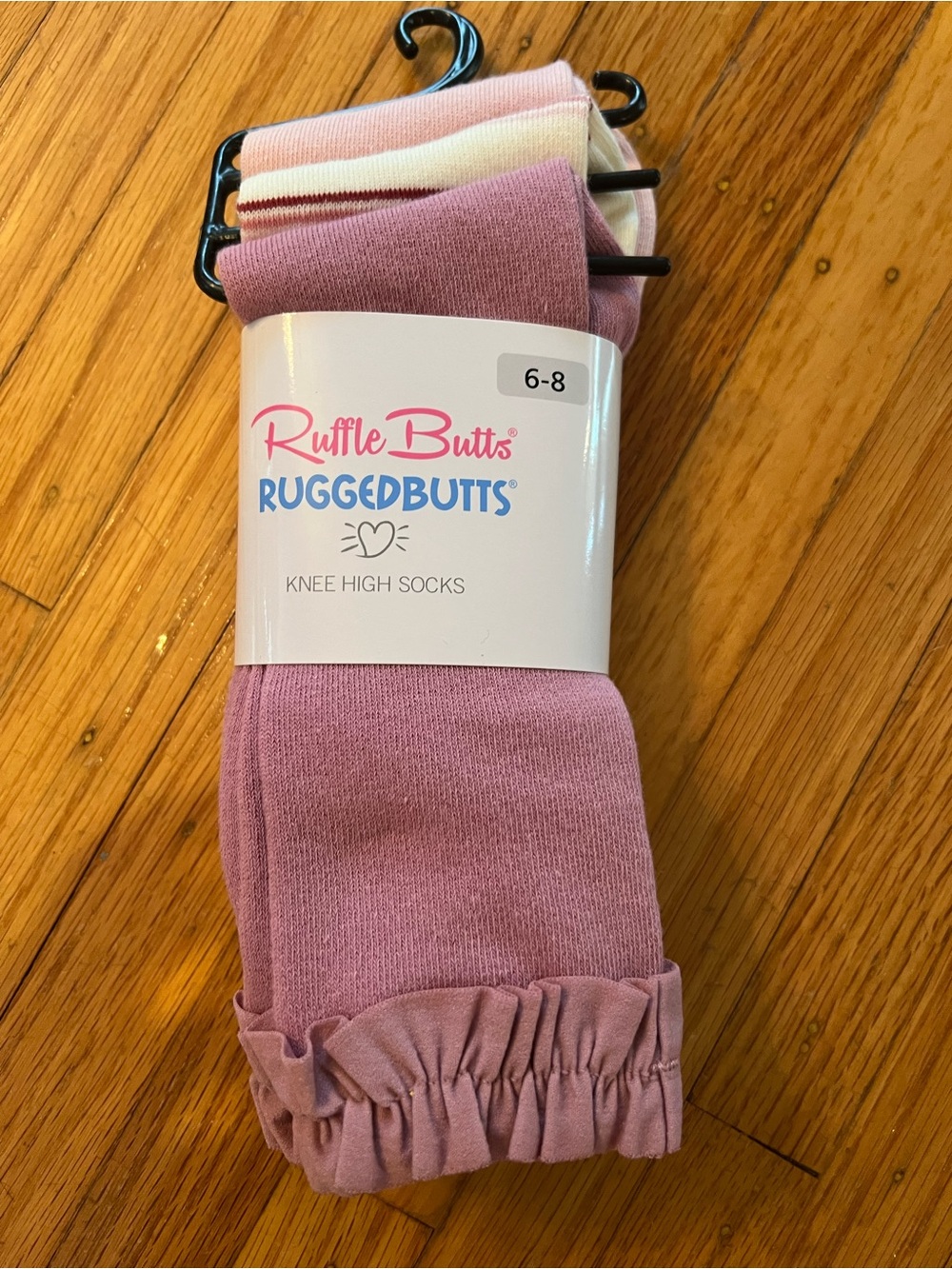 New- Ruffle Butts Girls Pink Ruffled Knee High Socks - 3 socks set size 6-8